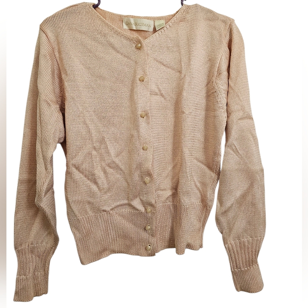VINTAGE Dana Buchman Light Tan Cardigan SIZE MEDIUM